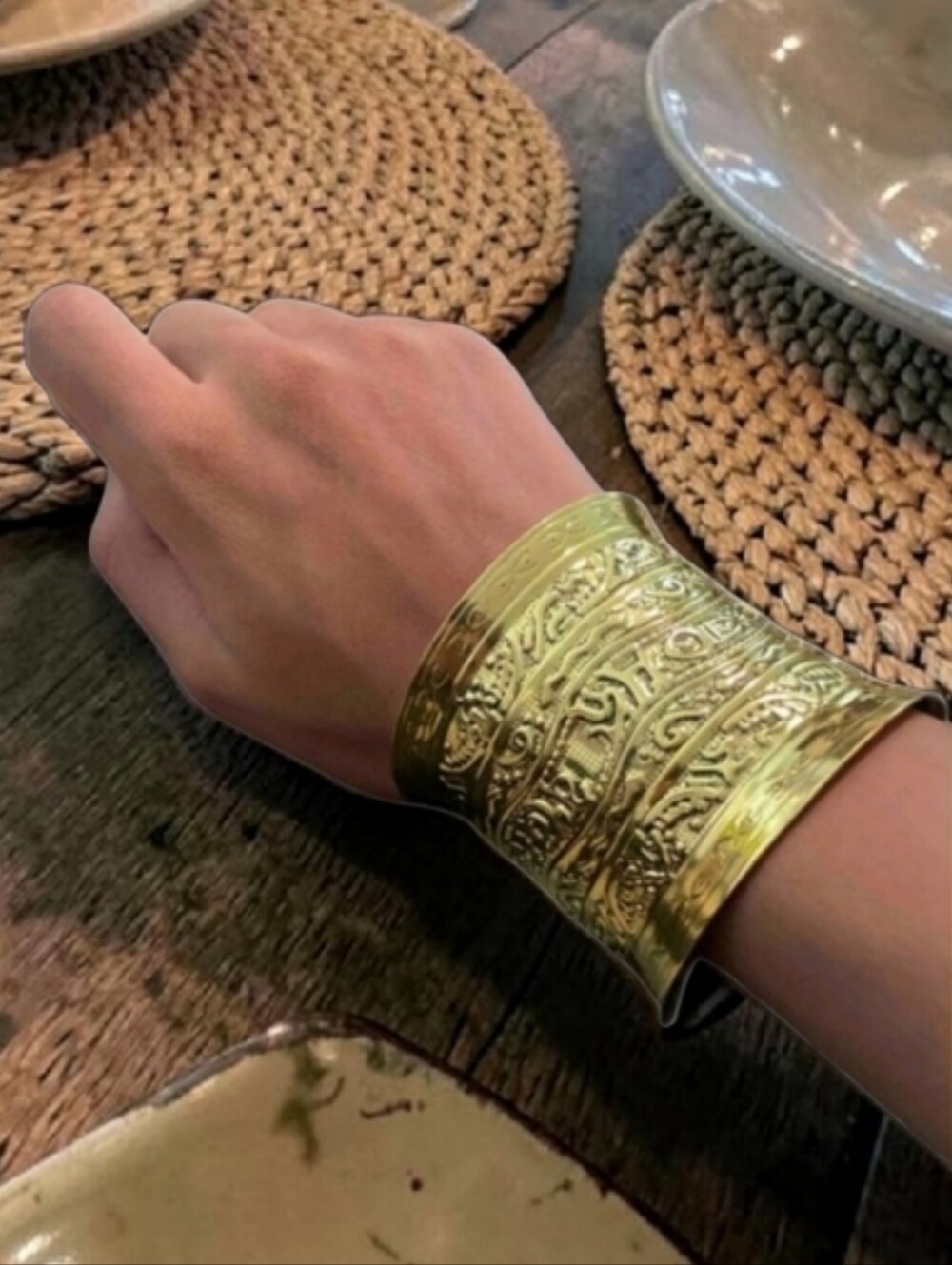 Gold Bohemian Egyptian Style Amulet Cuff Bracelet ; NWOT